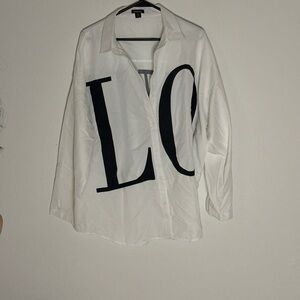 Boohoo White Shirt with Black Label